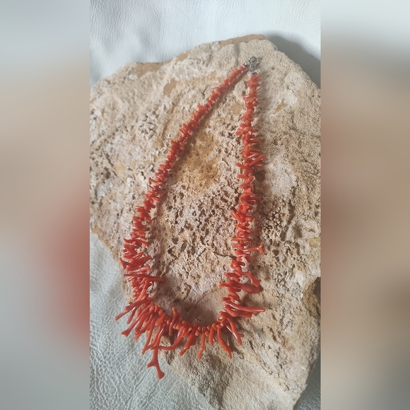 Vibrant Coral Necklace 18" - Picture 3 of 8